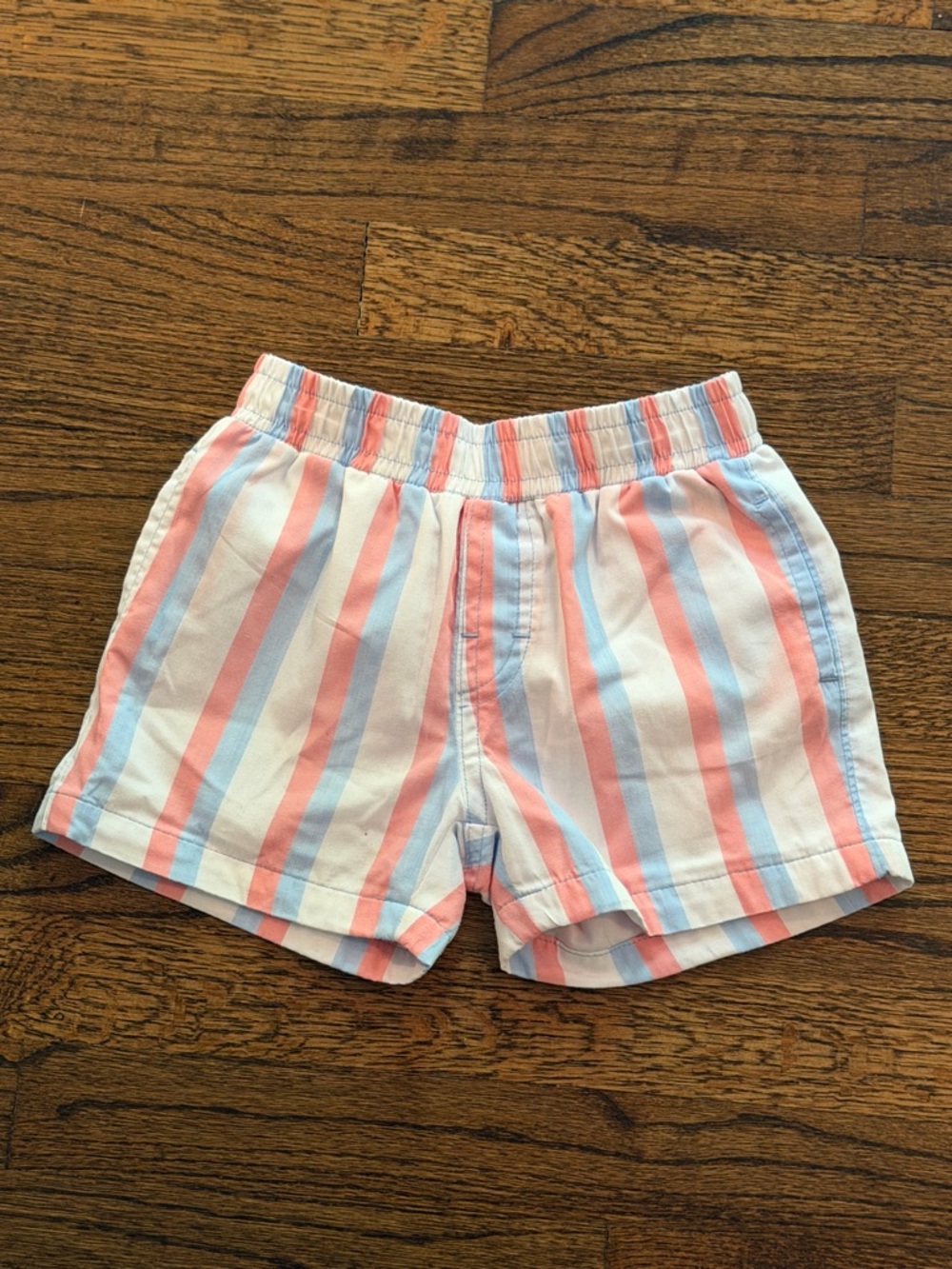 The Beaufort Bonnet Company Pink & Light Blue Striped Kids Shorts